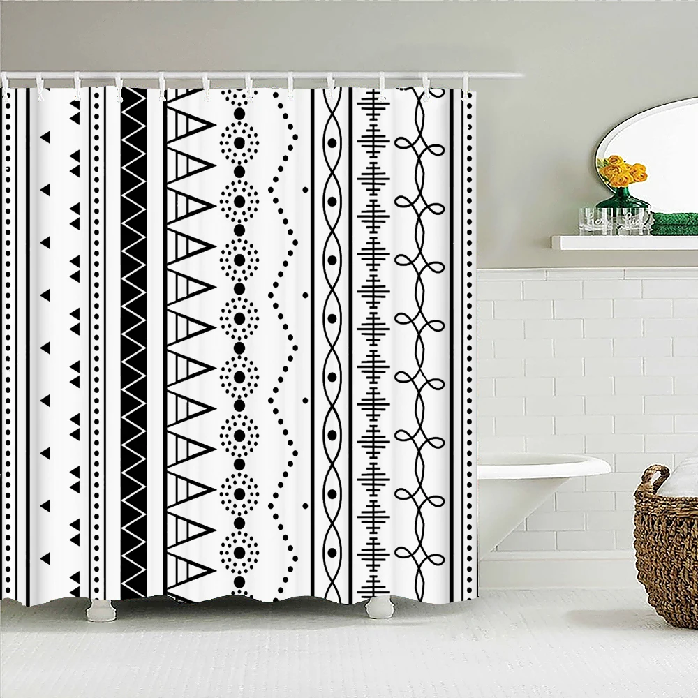 

Indian Bohemia Printed Shower Curtains Frabic Waterproof Polyester Decor Bohemian style Bath Curtain With Hooks 240x180cm