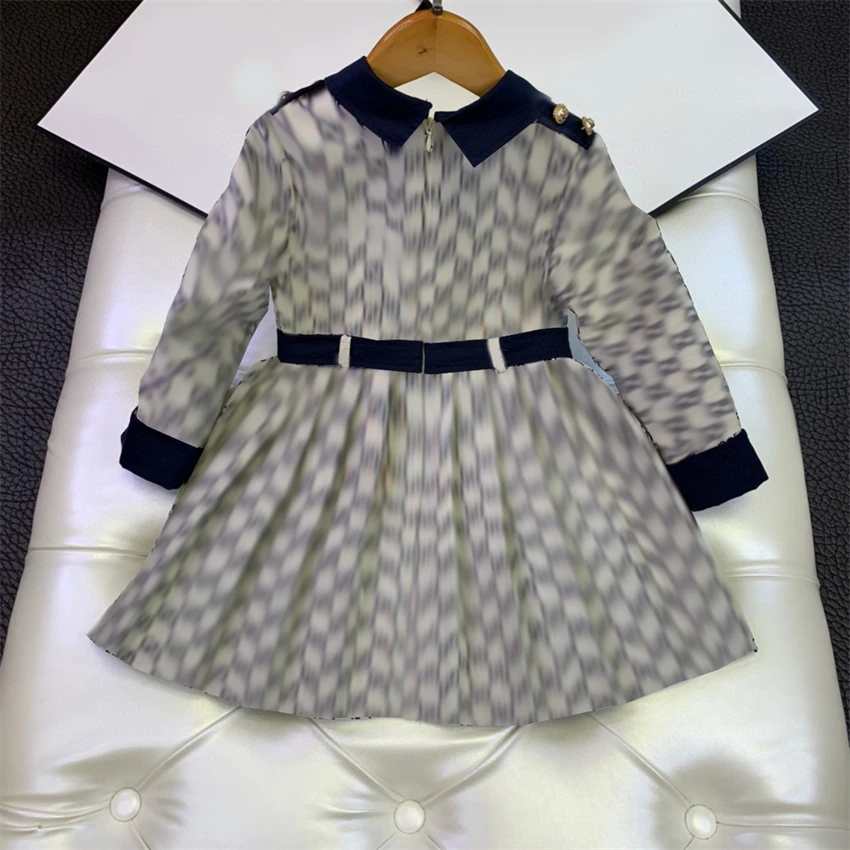 

Kids Girls Vintage Floral Dresses 2021 Autumn Children's Ruffle Dress+Belt