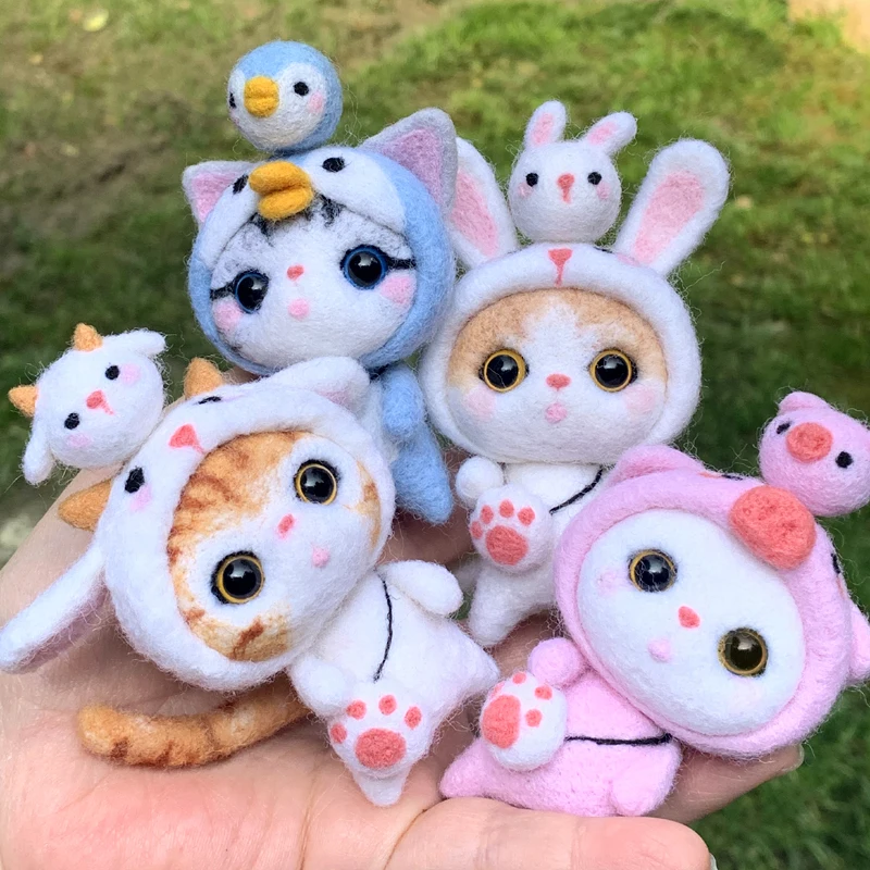 

Шерстяная Войлочная игрушка Jiwuo, Набор для творчества «сделай сам» без отделки, игла, креативная кукла, свинья, кролик, пингвин, утка, овечка, тигр, крыса, Китти