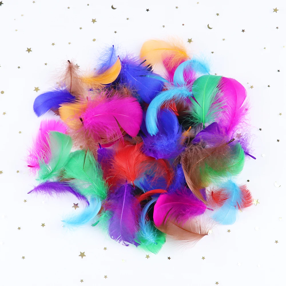 

Натуральные небольшие плавающие гусиные перья 5-8 см, 100 шт., цветной шлейф для рукоделия, свадебные украшения, украшения для дома «сделай сам...