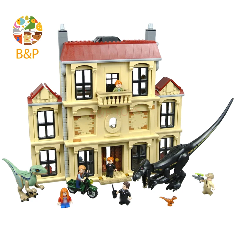 75930 1046 шт. Динозавр из Юрского периода индораптор Rampage в Lockwood Estate игрушки для детей