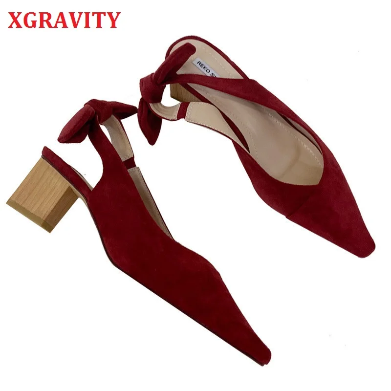 Мюли XGRAVITY в стиле ретро Винтажный дизайн женские туфли лодочки с острым носком на