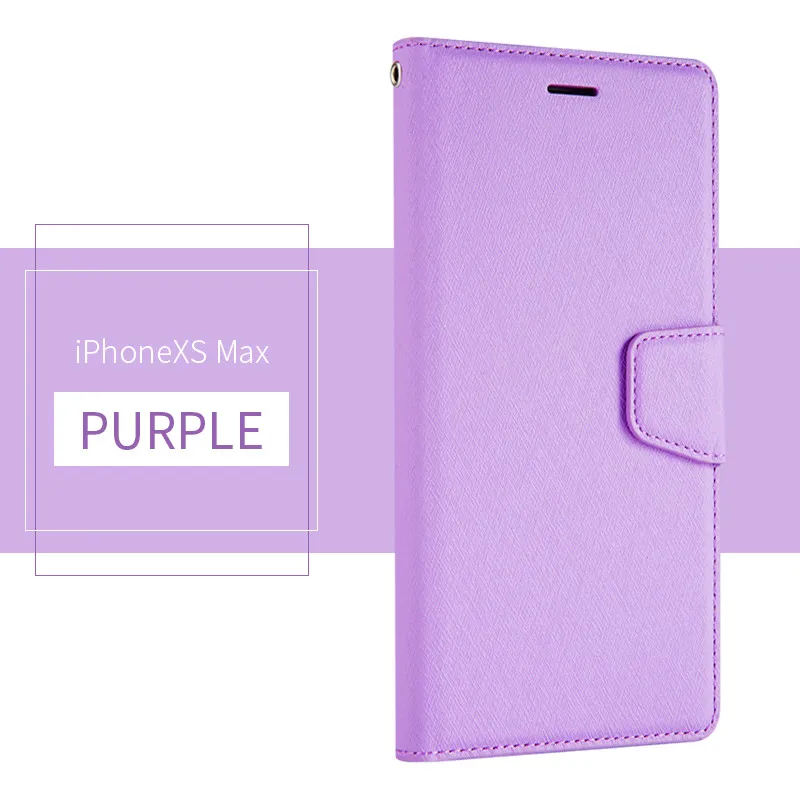 purple Мягкий кожаный чехол для iPhone XR XS MAX 8 Plus 7Plus 8 7 6Plus 6S 6 flip wallet TPU case - Цвет: purple