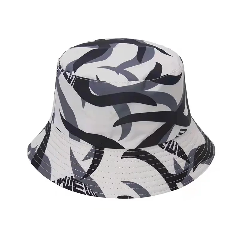 

Панама с винтажным принтом Мужская, двусторонняя Кепка в стиле хип-хоп, рыбацкая шляпа, 2021