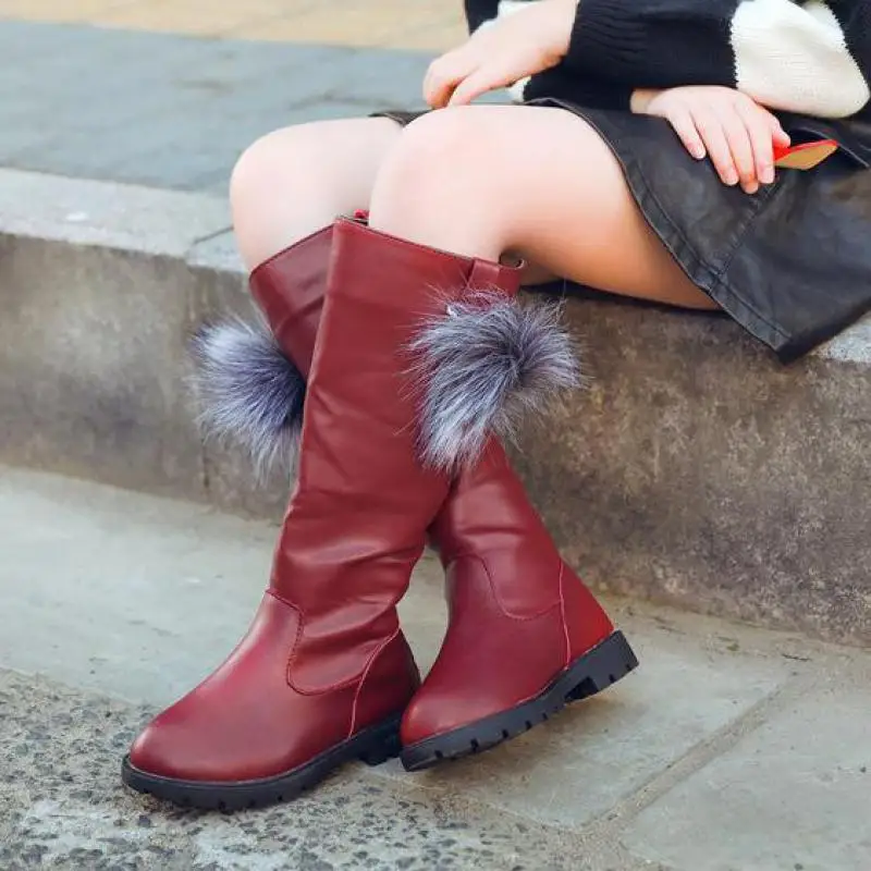 Ботинки для девочек Сезон осень зима Детские ботинки на меху Бархатная теплая