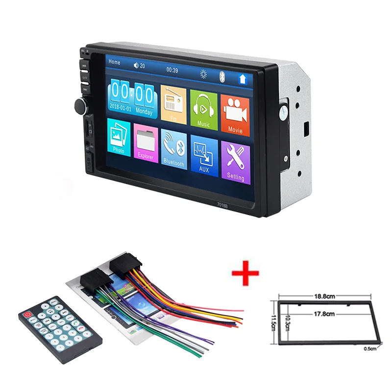 with frame Автомагнитола 2 Din Mp5 плеер Bluetooth Handsfree сенсорный экран авто радио обратное изображение поддержка камеры заднего вида Mirrorlink 7018b - Цвет: with frame