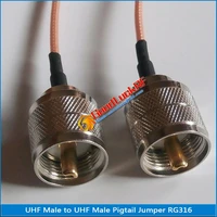 1x pcs 2 dual uhf male high quality uhf male to uhf male plug rf connector pigtail jumper rg316 cable low loss 50 ohm