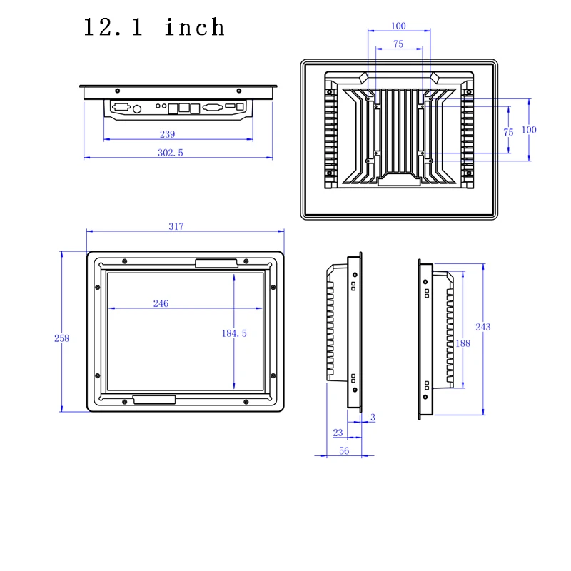 

12.1 inch Industrial Tablet pc all-in-one pc With Resistive Touch screen Intel core J1800/i3/i5/i7 4G RAM 32G SSD metal shell
