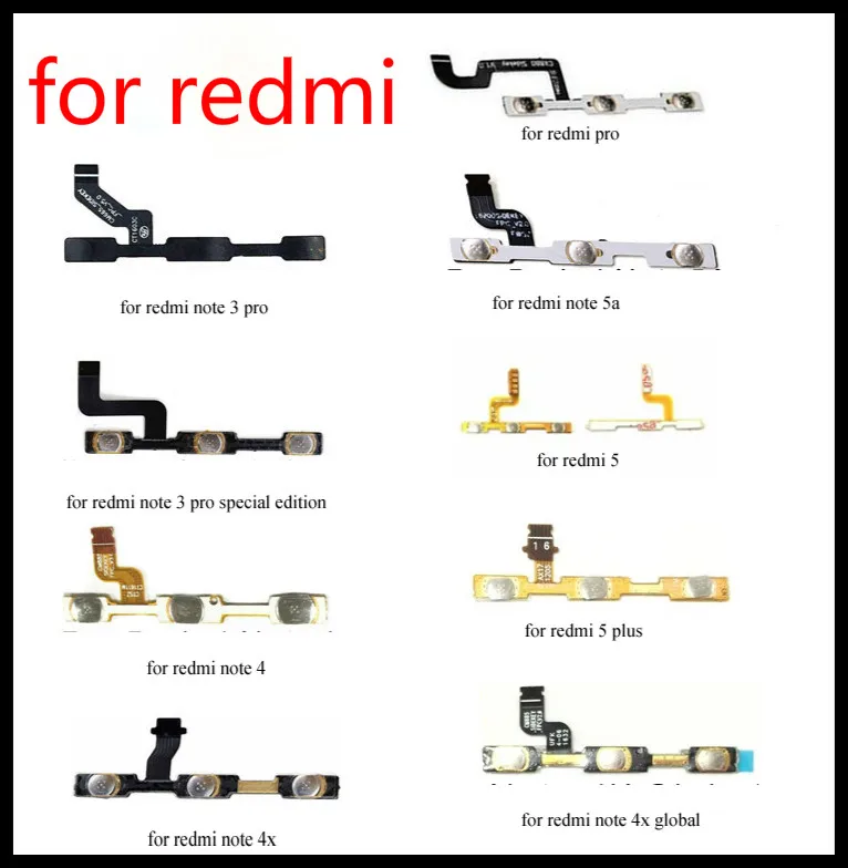 AAA+++ For Xiaomi Redmi 3 /3S /4/4x/5/ 5 Plus/6/ 6 pro /Note 2 5A 4 Pro Volume Side Power Switch on off Button Key Flex Cable | Мобильные