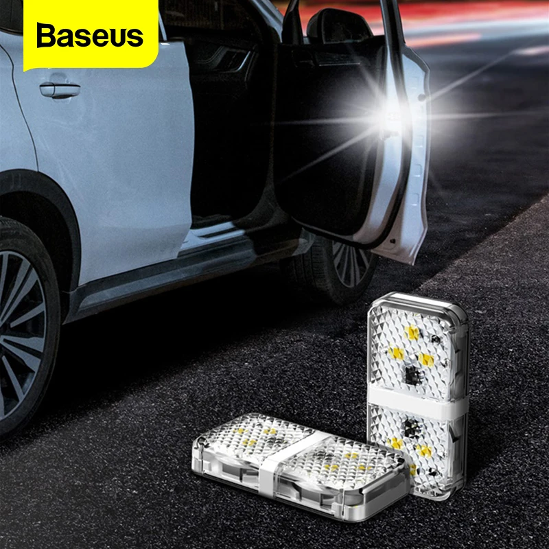 Baseus 2PCS 6 LEDs Car Door Opening Warning Lights Waterproof Safety Flashing Auto Open Sticker Wireless Magnetic Signal Lamp