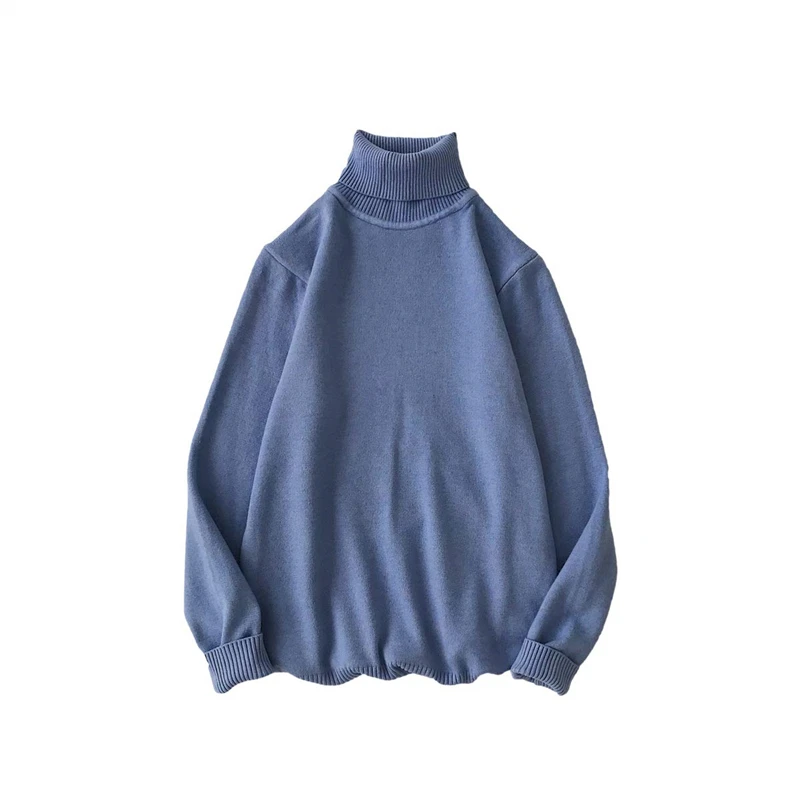 Мужской теплый свитер в стиле Харадзюку однотонный Повседневный облегающий