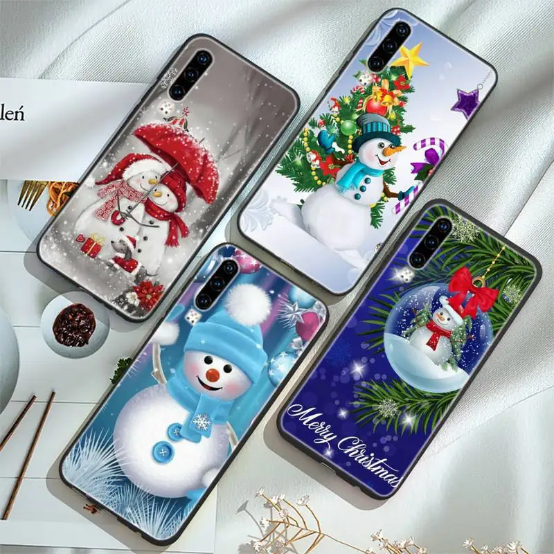 

Christmas Snowman Phone Case For Huawei P20 30 40 Pro Mate 20x 30 40 Pro Nova6 7 Honor 9X 10