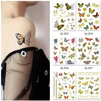 12 kinds bronzing tattoo butterfly disposable shiny party makeup sticker women temporary body art summer waterproof