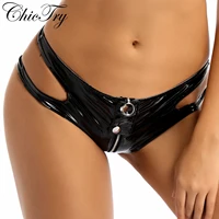 womens ladies sexy lingerie panties wetlook leather latex open crotch crotchless mini clubwear briefs shorts knickers underwear