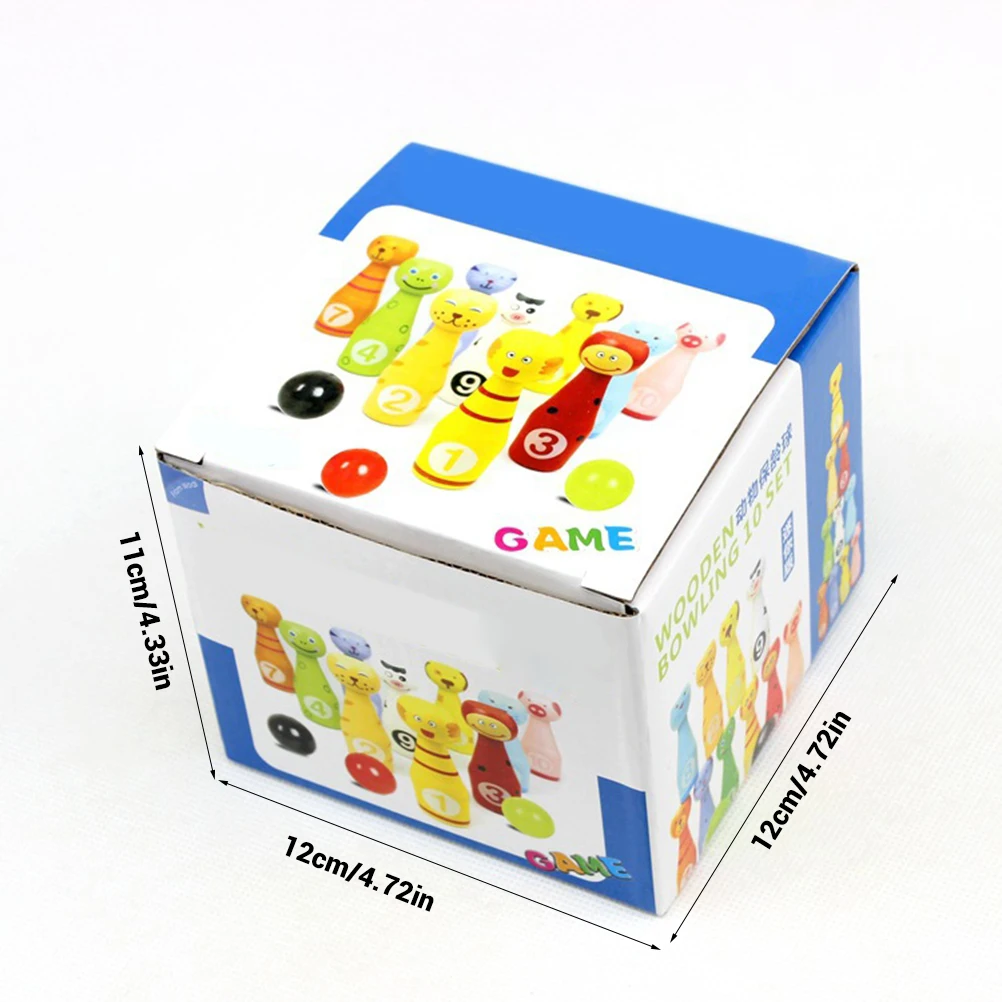 Мультфильм Деревянный Боулинг с 10 заколки животными 3 шары набор игрушек для