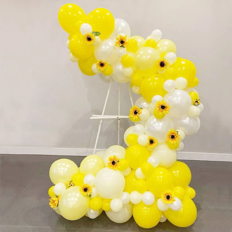 

92Pcs/Lot Sunflower Yellow Pearl White Latex Balloons Garland Arch Kit Baby Shower Birthday Party Decoration Anniversaire Globos