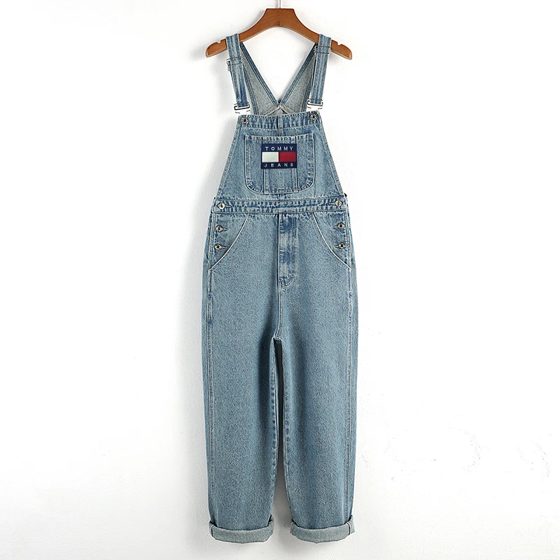 Европейская и американская мода брендовые подтяжки джинсовый комбинезон