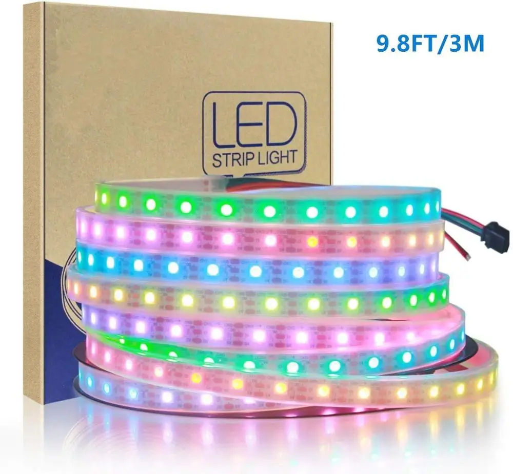 

5050 RGB Светодиодная лента WS2812 индивидуально Адресуемая IP67 водонепроницаемая 60 LED Dream Color LED Pixel Гибкая лампа трубка 3 м