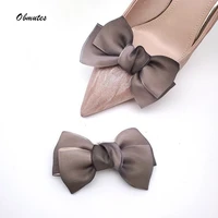 1pair diy bow shoe charms womens shoes accessories black bow sandals flower snow yarn high heels decoration