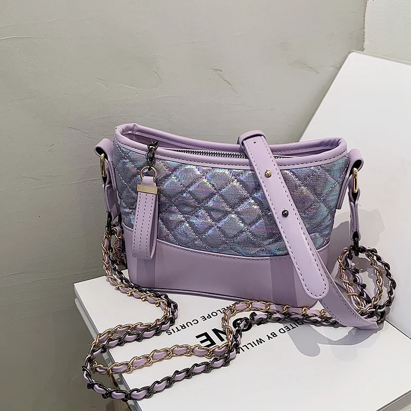 

Модная контрастная женская сумка-ведро из искусственной кожи, роскошные дизайнерские брендовые дамские сумочки на ремне с цепью