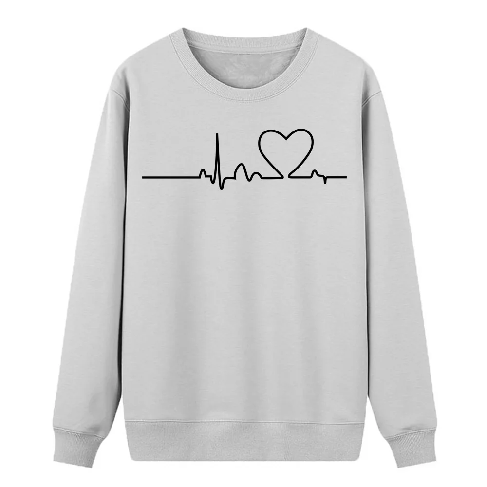Heartbeats Kawaii Новые простые Стильные толстовки женские флисовые весенние зимние повседневные Пуловеры горячая Распродажа милые свободные толстовки - Цвет: gray 1