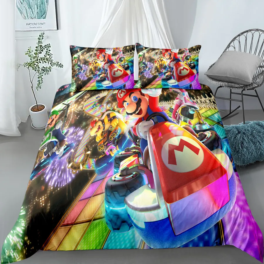 

classic mario baseball game boys bedding set king queen double full twin single size bed linen set