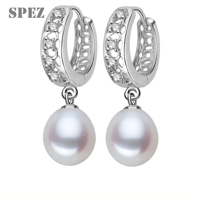 Женские серьги кольца из натурального пресноводного жемчуга стерлингового