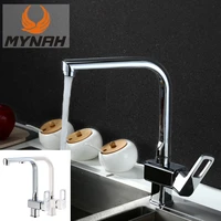 mynah square kitchen sink faucet chromed white 360 degree cold and hot water mixer taps