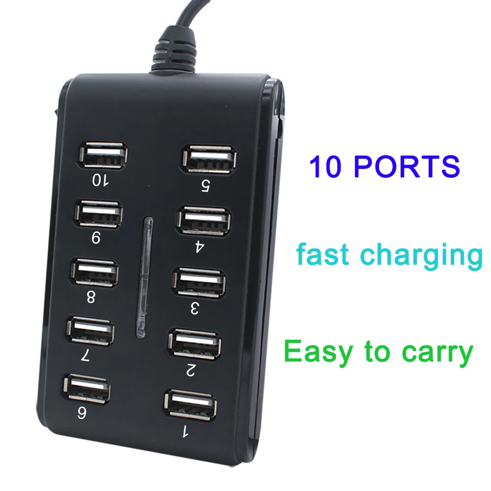

USB 2.0 Hub 10 Port Multiple Expander High Speed Multi USB Splitter for PC Computer Laptop Notebook Home Office