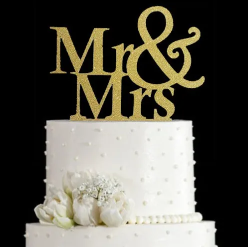 Романтический Блестящий Топпер для торта Mr & Mrs украшение свадебной вечеринки