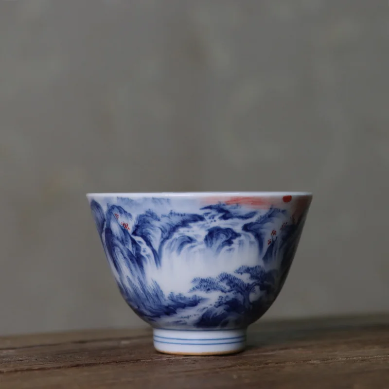 Sun Dong Sheng JingLin oculto dentro y fuera del paisaje de pintura taza de coraz&oacute;n peque&ntilde;o 115 cc-0