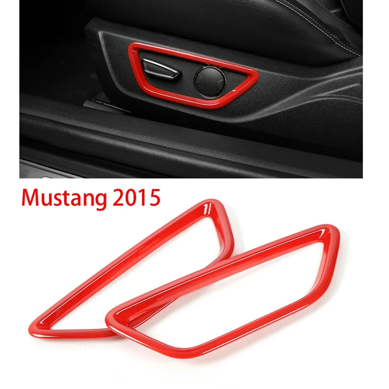 

2X Red Seat Adjustment Button Decoration Ring Cover Trim for Ford Mustang 2015+