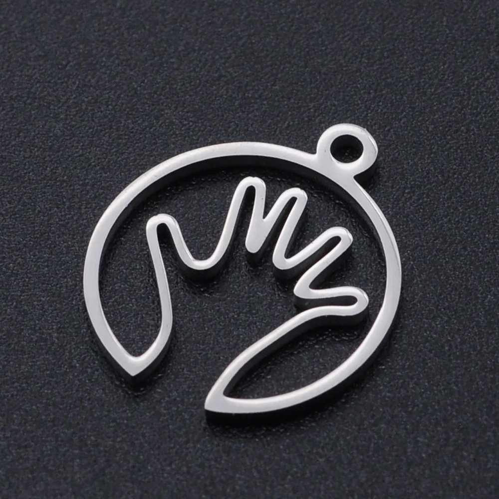 10pcs/lot Real Stainless Steel Hollow Hand Charms Pendants for DIY Jewelry Making Necklaces Bracelet Accessories 15*17mm | Украшения и