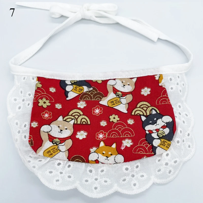 

Plaid Flower Printed Small Dog Scarf 1PC Cotton Fashion Pet Dog Neck Bibs Adjustable Cute Puppy Pet Collar Flowers Dog Scarf