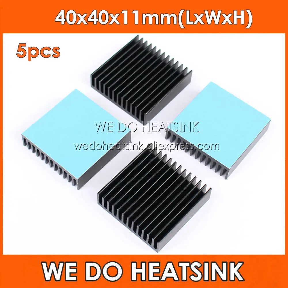 5 шт. черный алюминиевый радиатор для анодирования 40x40x11 мм|aluminum heat sink radiator|heat
