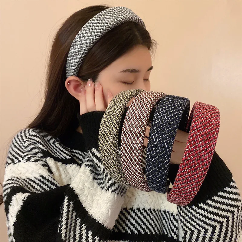 

Женская вязаная повязка на голову, широкий обруч для волос с бантом