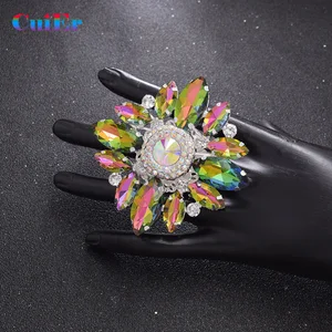 Женские квадратные кольца большого размера 8 см, Стразы AB crystal, Женское кольцо, регулируемое роскошное модное свадебное ювелирное изделие для bridala