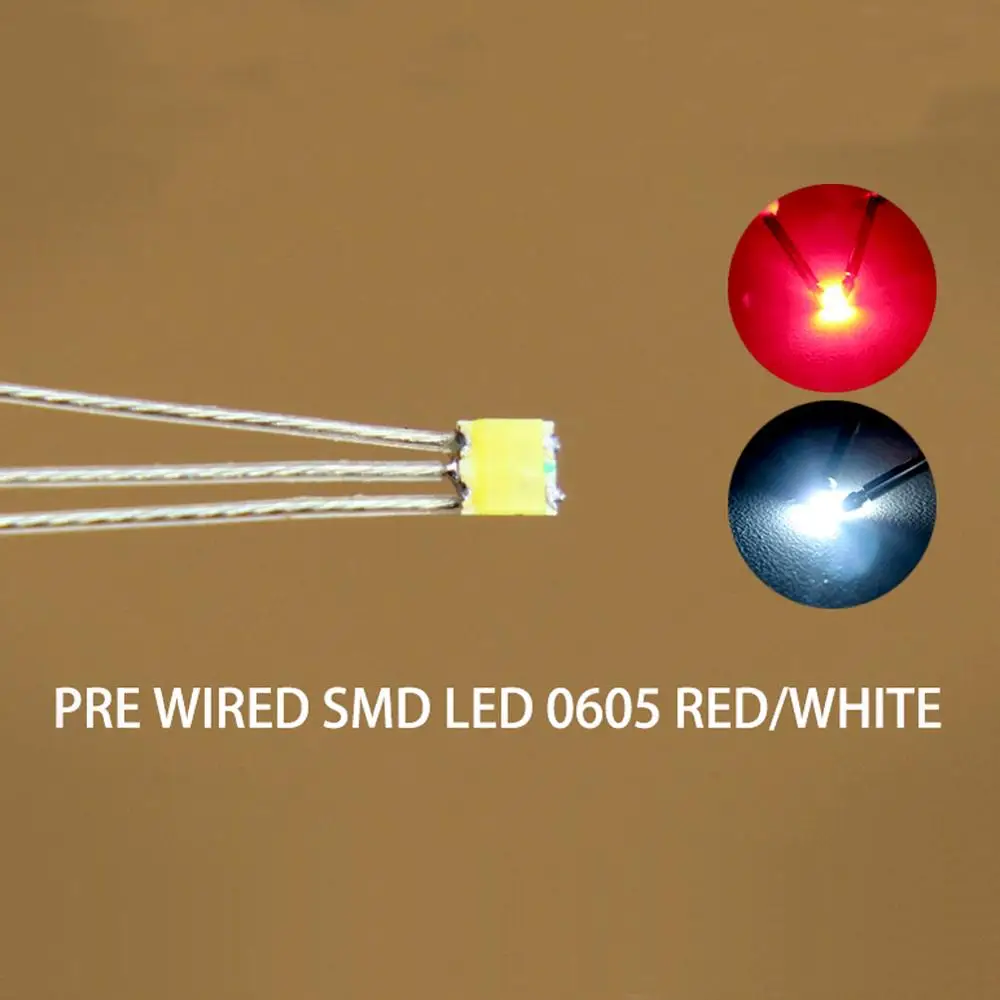 

20pcs Pre-soldered litz wired leads Bi-color RED/WHITE SMD Led 0605 DT0605RW