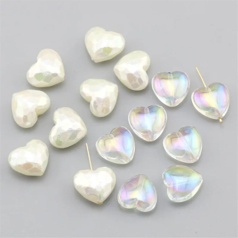 

10pcs/lot new Imitation pearl AB colorful acrylic heart beads connectors for diy earrings necklace jewelry making accessories