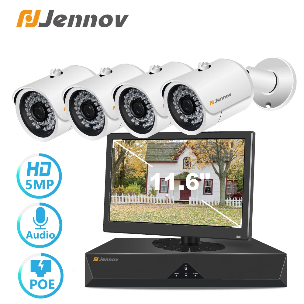 Камера видеонаблюдения Jennov HD 4 канала 5 МП H.264 POE DVR водонепроницаемая Мп|Система