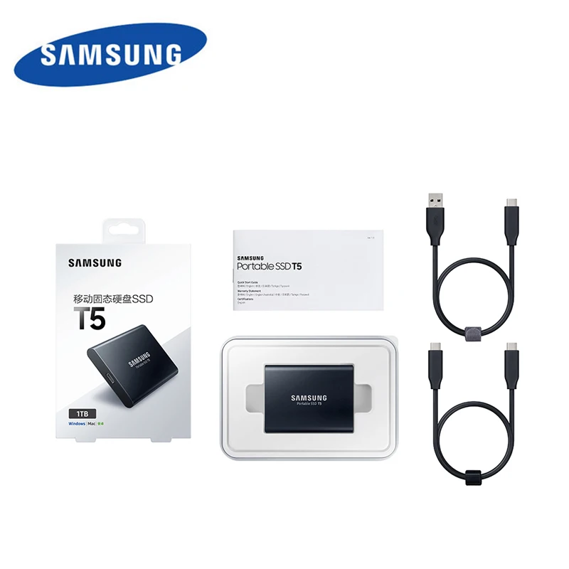 SAMSUNG SSD 1 ТБ T5 Портативный внешний твердотельный диск USB3.1 Type C HDD для