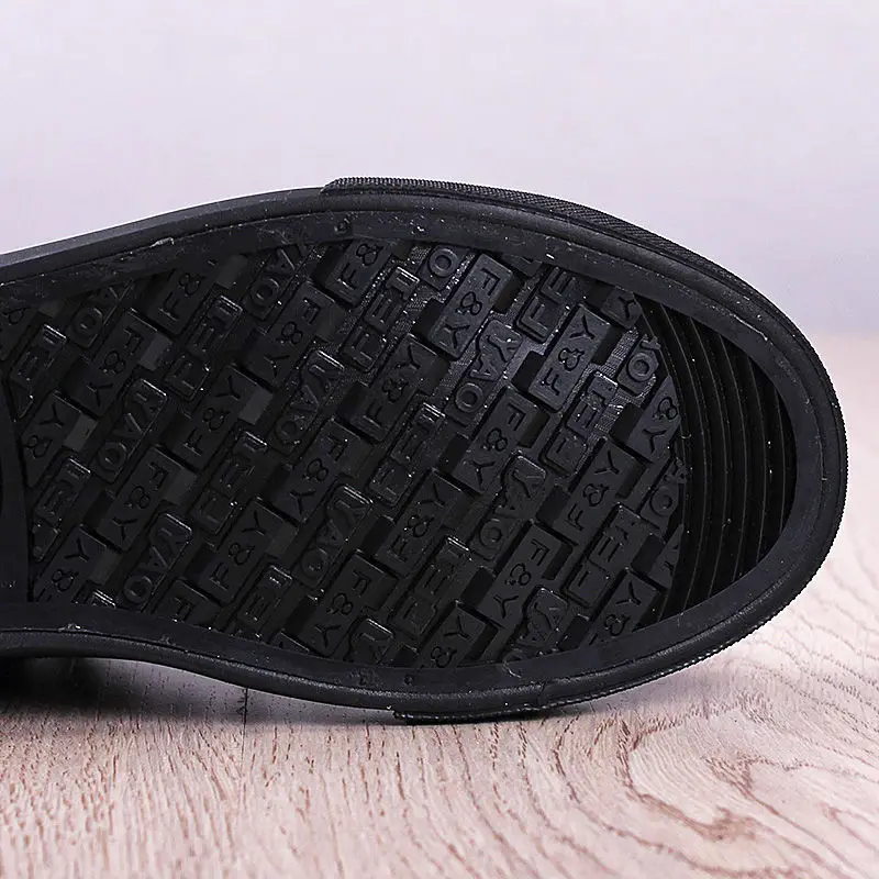 

new High-top canvas shoes women's flat thick-soled all black velcro women's shoes laces comfortable casual sports women's shoes
