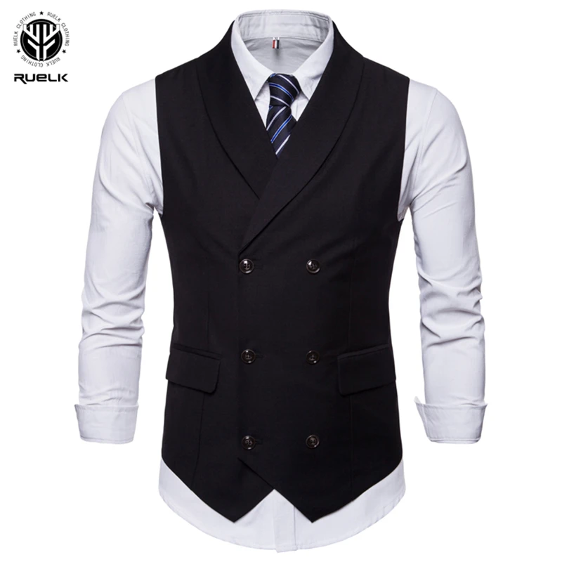 RUELK Spring And Autumn Slim Vest Men's Sleeveless Business Solid Color Jacket Suit Vest Casual Fashion Men's Large Size M-4XL
