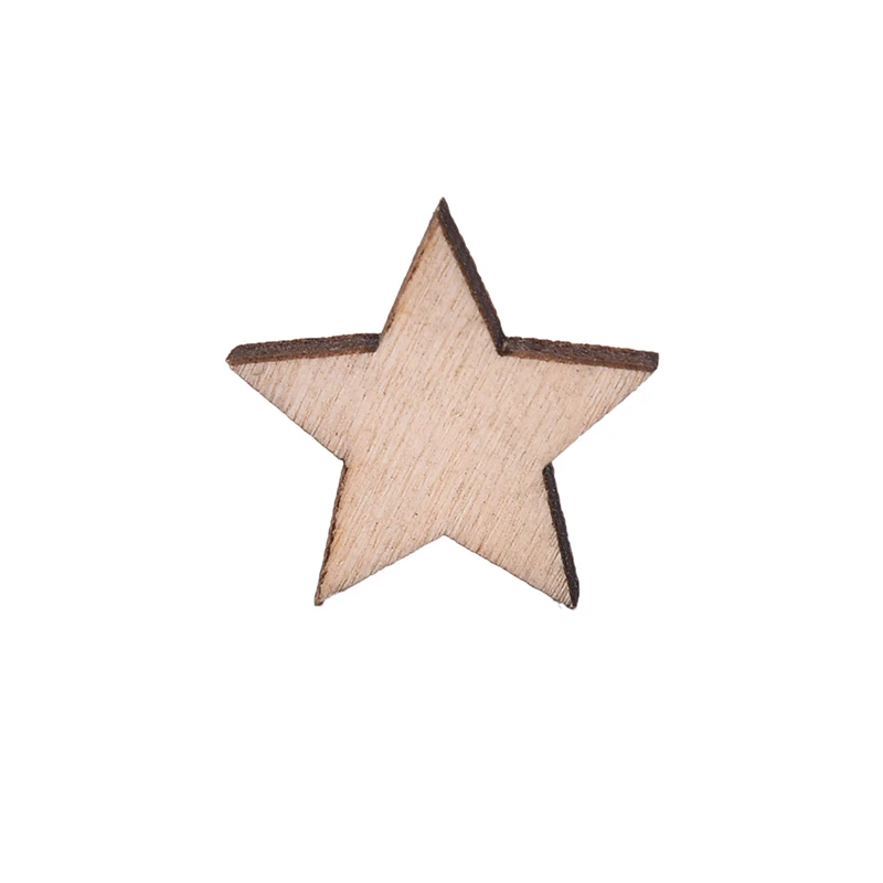 100Pcs Assorted Size Natural Wood Star Plain Shabby Chic Craft Scrapbook images - 6