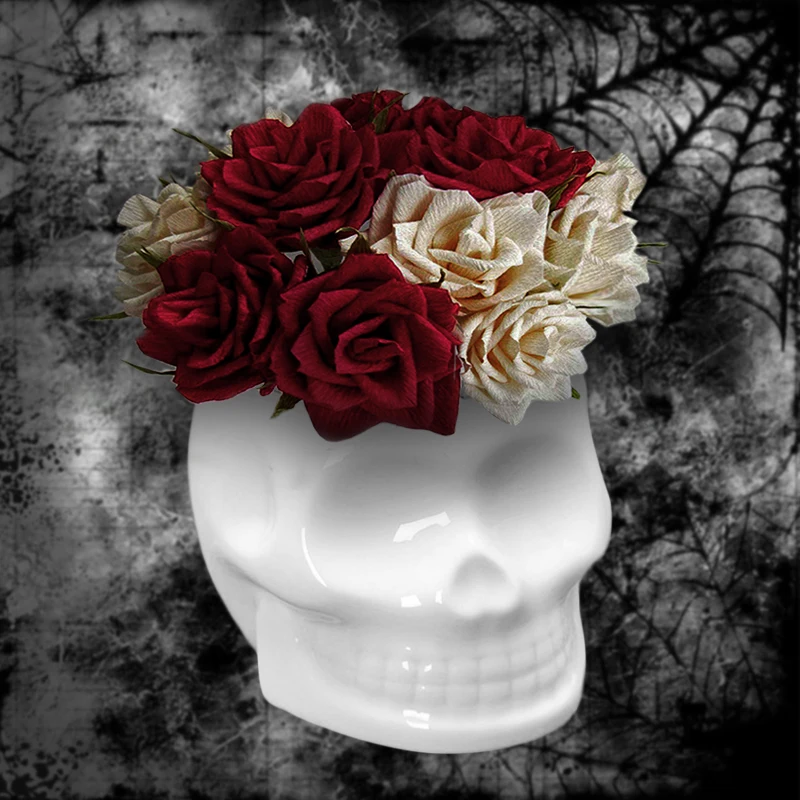Керамические цветочные горшки с черепами креативные черные и белые экологически