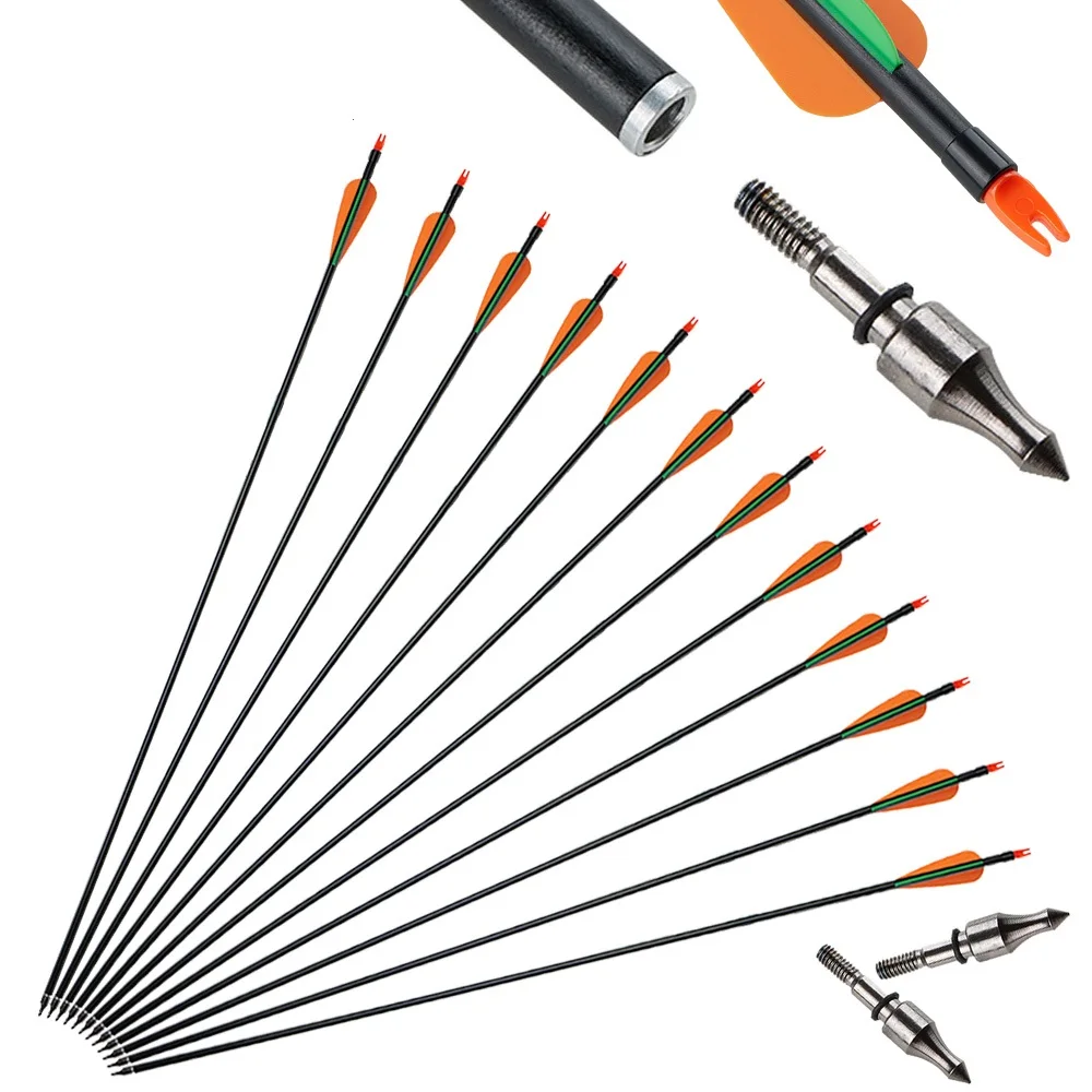 6 шт./партия трехдюймовые стрелы из стекловолокна с белыми и синими перьями |