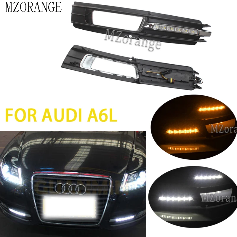 2 шт. светодиодный DRL дневные ходовые огни для Audi A6L A6 C6 2009 20102011 для Quattro RS Cabriolet Allroad передние фары Противотуманные фары крышка