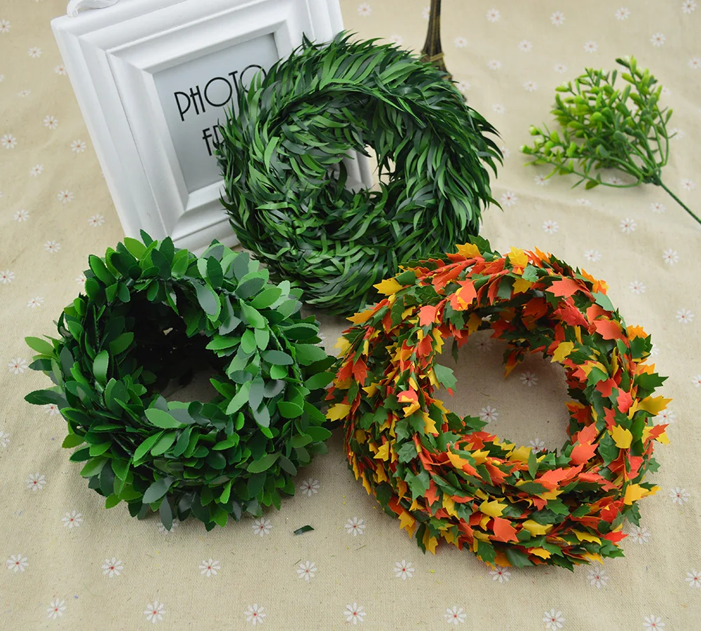 7 meter Eisen Draht Green Leaf Vine Hochzeit Dekorative Blumen Kränze Weihnachten Dekoration für
