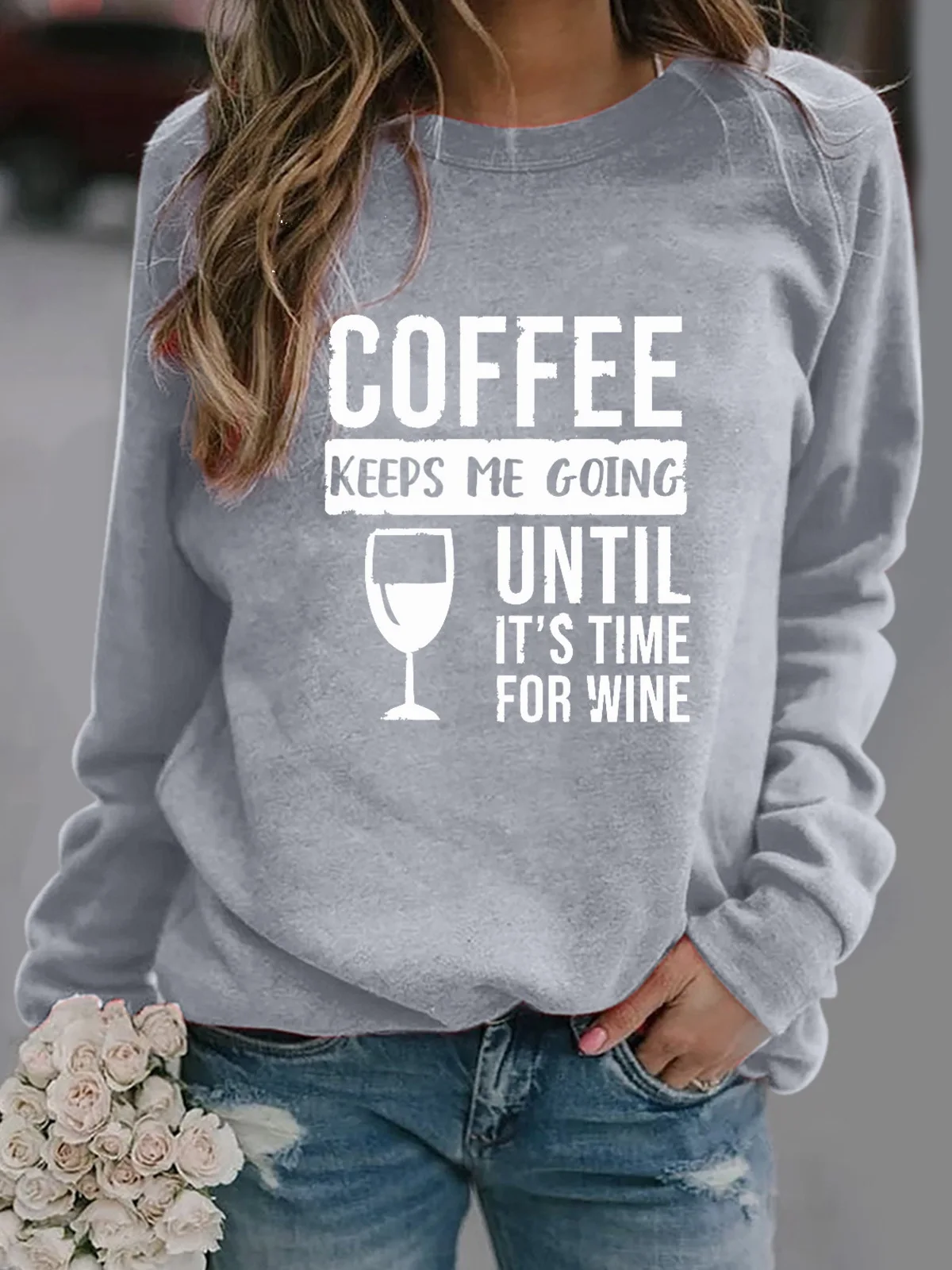 Women Hoodie Coffee Keep Me Going Letter Printed Hoodies Women Fleece Long Sleeve O Neck Loose Sweatshirt Girls Pullovers Winter