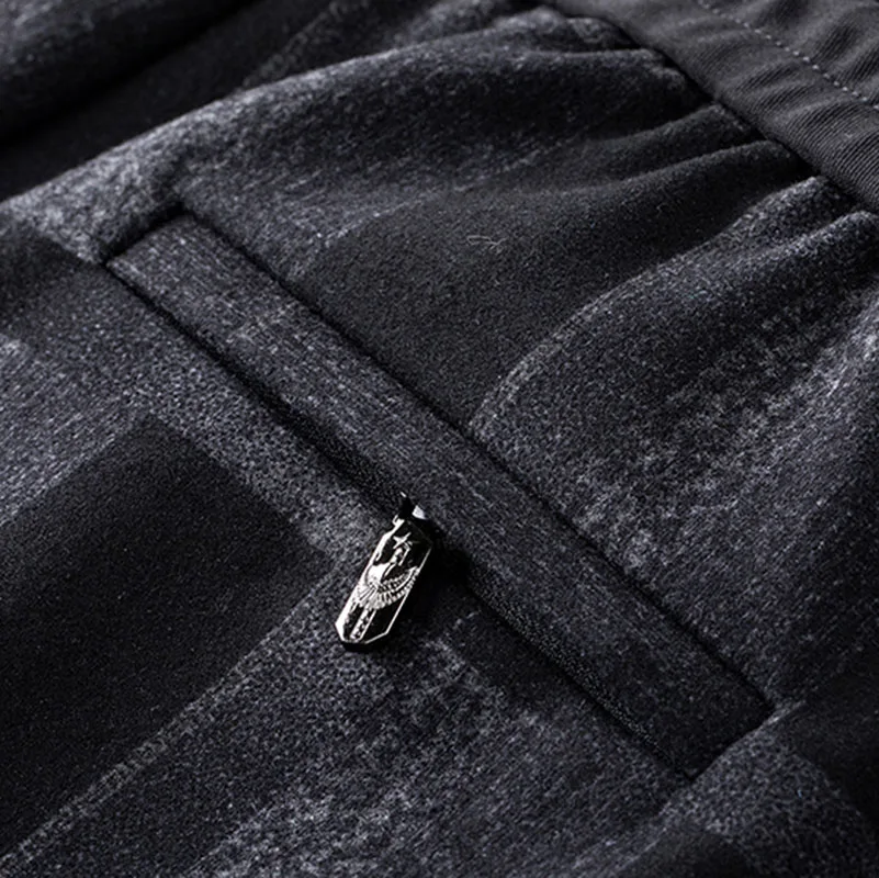 

Thick casual pants men's loose-fitting woolen plaid pants men's winter fashion striped men's trousers